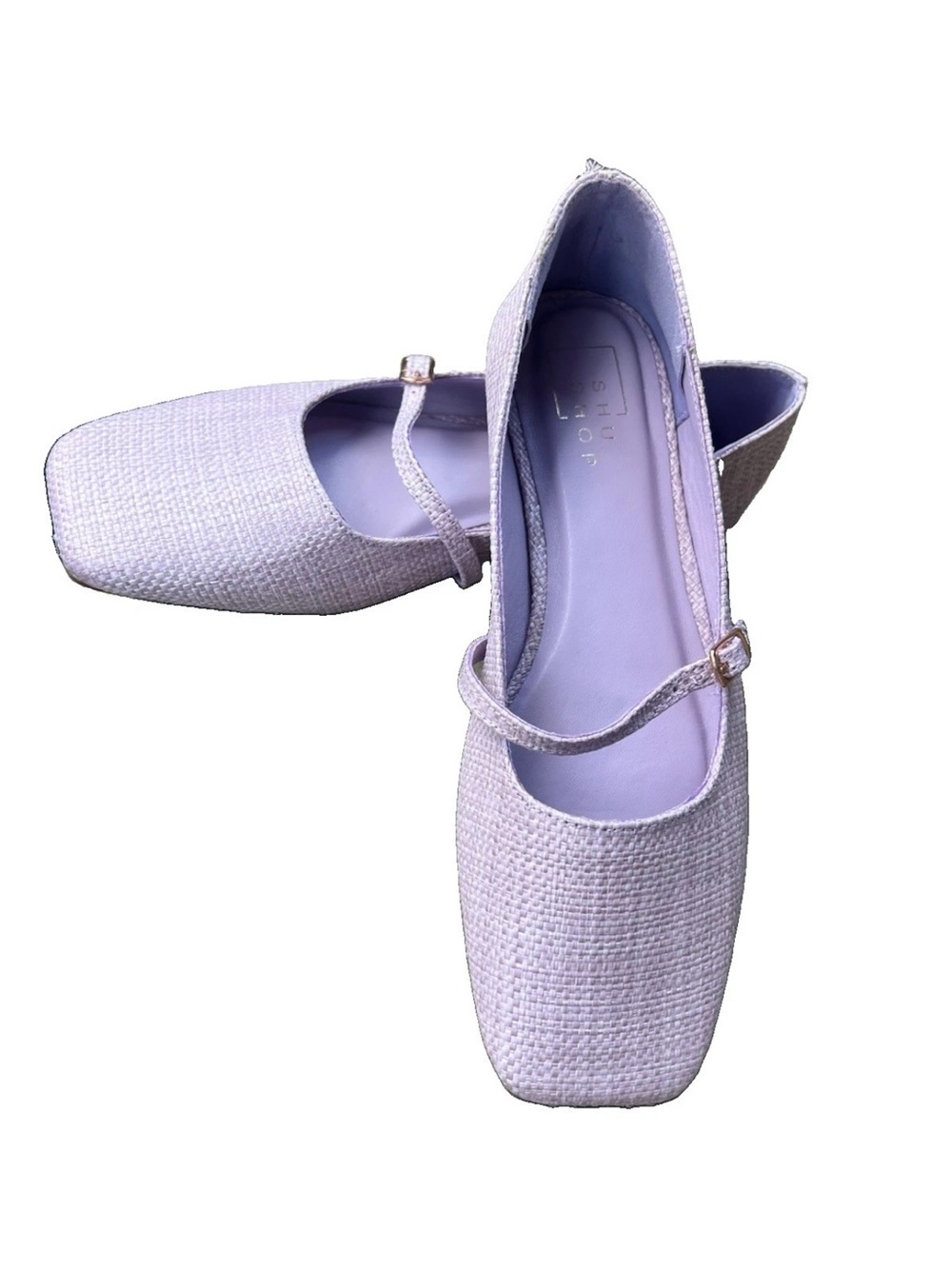 SHU SHOP Women's Lavender Woven Mary Jane Flats Square Toe Buckle US 7.5 M - Picture 3 of 16